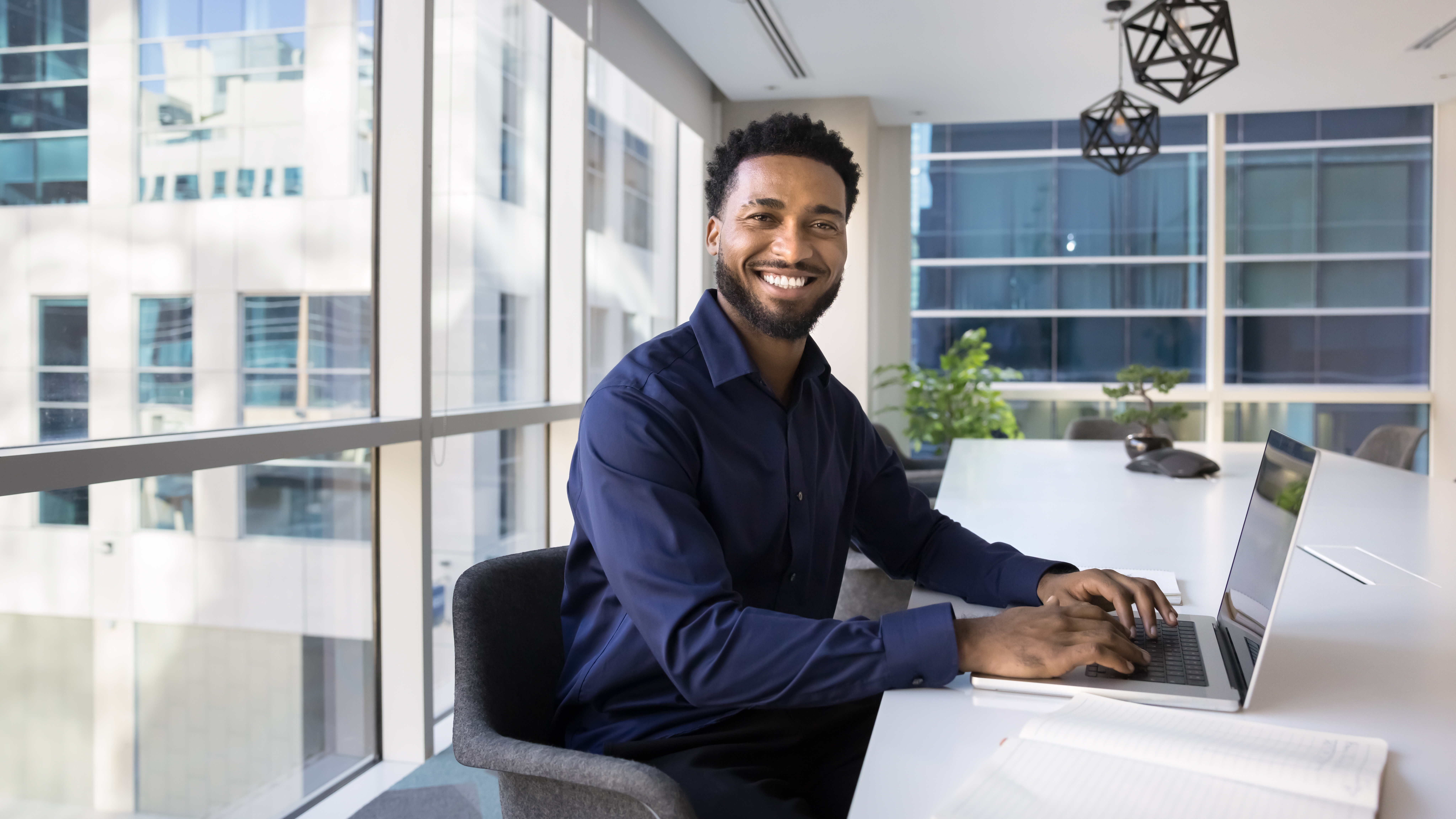 Sales professional showing positivity at work